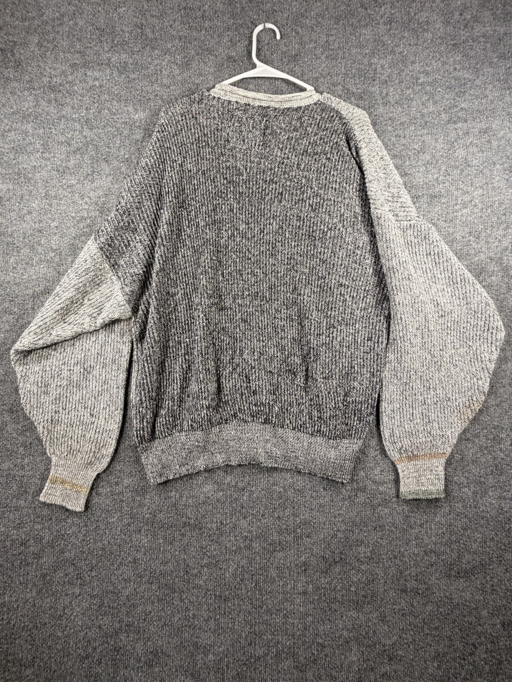 Vtg 80’s Generra Paris XL Gray Striped Tight Knit Crewneck Pullover Sweater - Picture 9 of 16